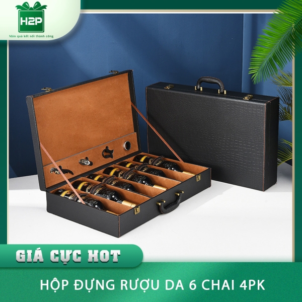 HỘP RƯỢU DA 6 CHAI HDRD-54